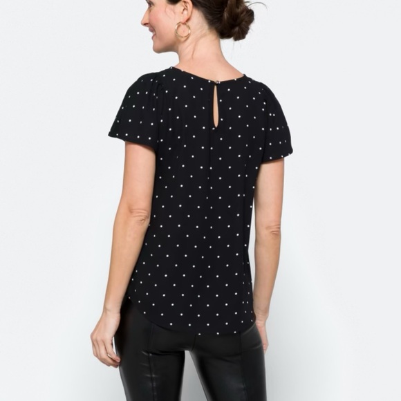 CeCe Black and White Polka Dot Blouse - Picture 2 of 4